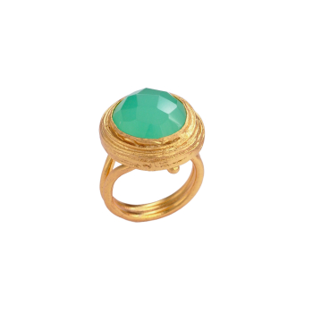 Ring made from brass, goldplated, aqua Chalcedony